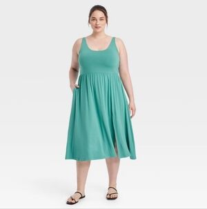 Women's Midi Ballet Dress - A New Day Teal 4X